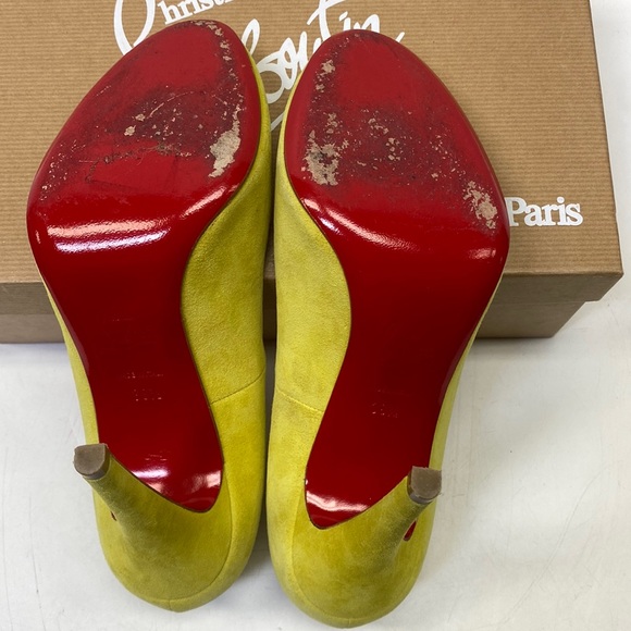 Christian Louboutin Ron Ron Suede lime green / Anis round toe high heeled pumps - Picture 11 of 16